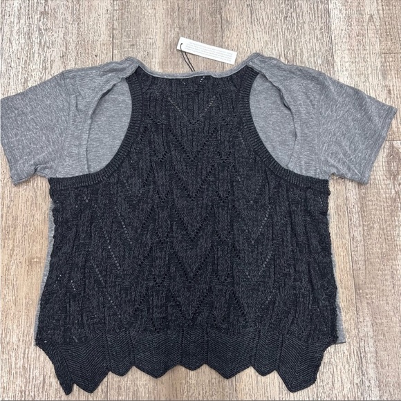 NWT Gypsy 05 Pointelle Sweater w/back Cut Out in Black MSRP $128 Size: Large - Picture 3 of 3